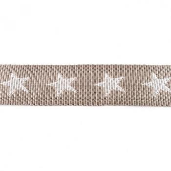 Gurtband 40 mm breit Beigegrau mit Sternen